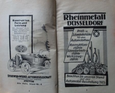 "Deutsche Automobil-Ausstellung" 1925 Automobile-Exhibition-Catalog Berlin (8896)